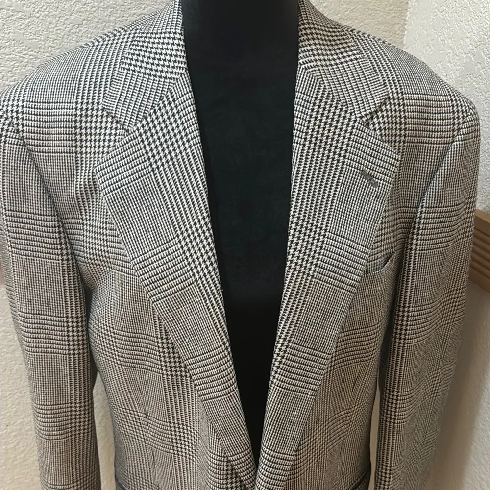 Men’s Club Room 100 % Silk Gingham Classic Blazer Size 44L Jacket! - Picture 2 of 15